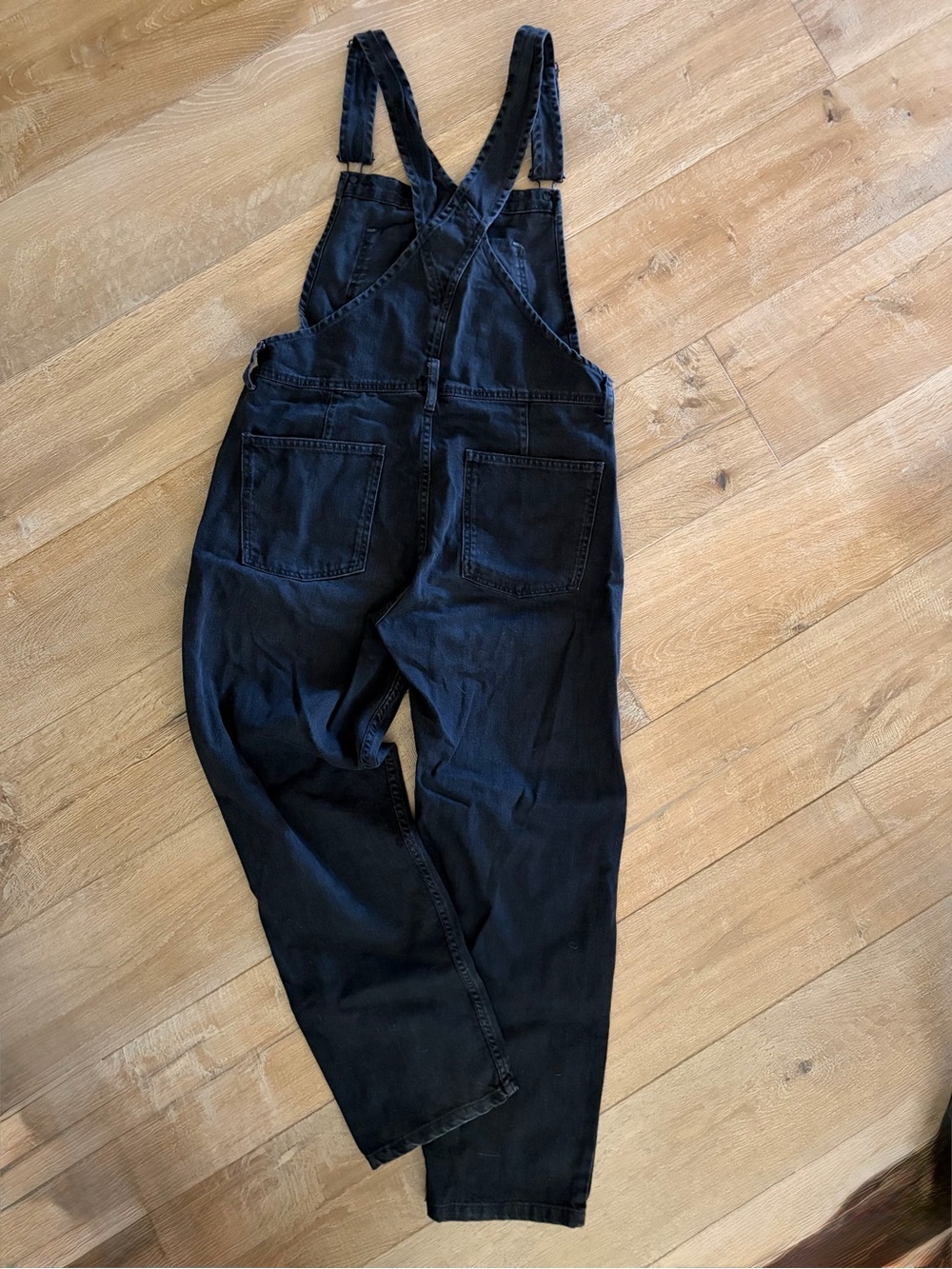 Free People Black Denim Overalls with Straight Leg - Picture 3 of 5